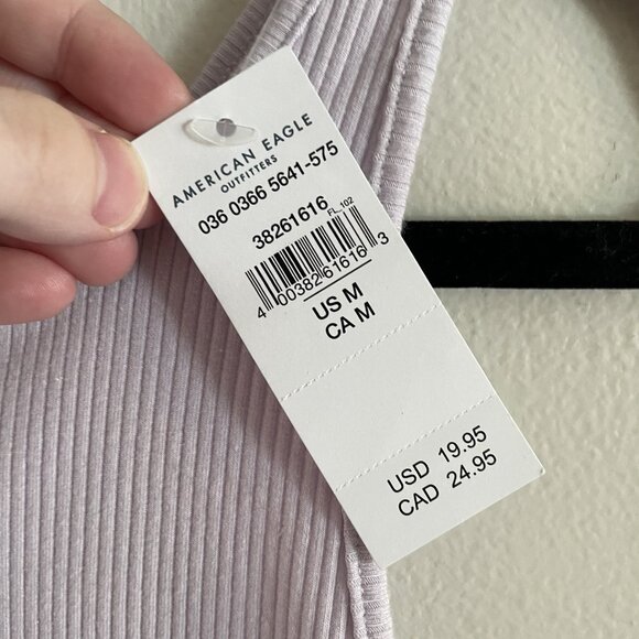 American Eagle Women M Lilac Ribbed Casual Cutout Shoulder Cropped Tank Top NWT - Picture 6 of 10